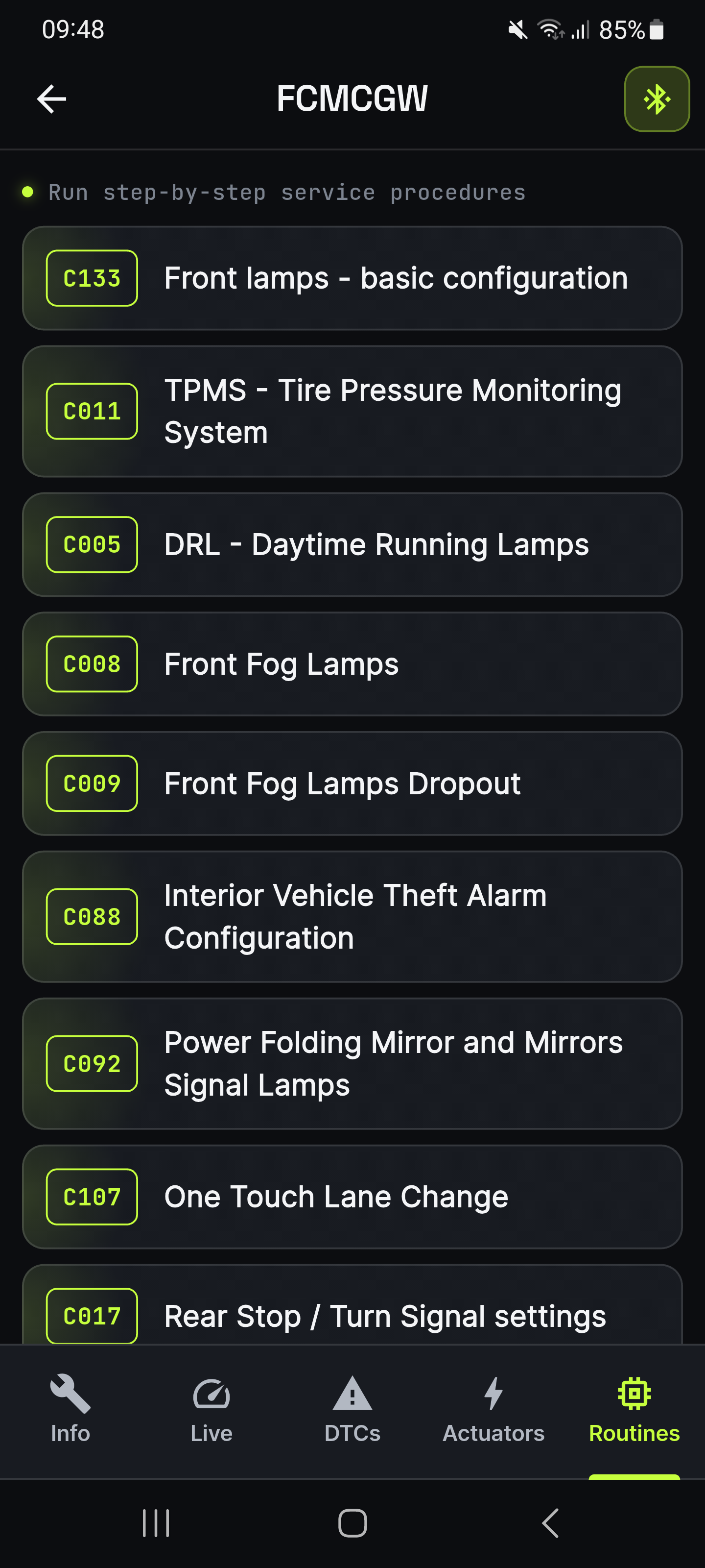 OBDify guided procedures and service routines